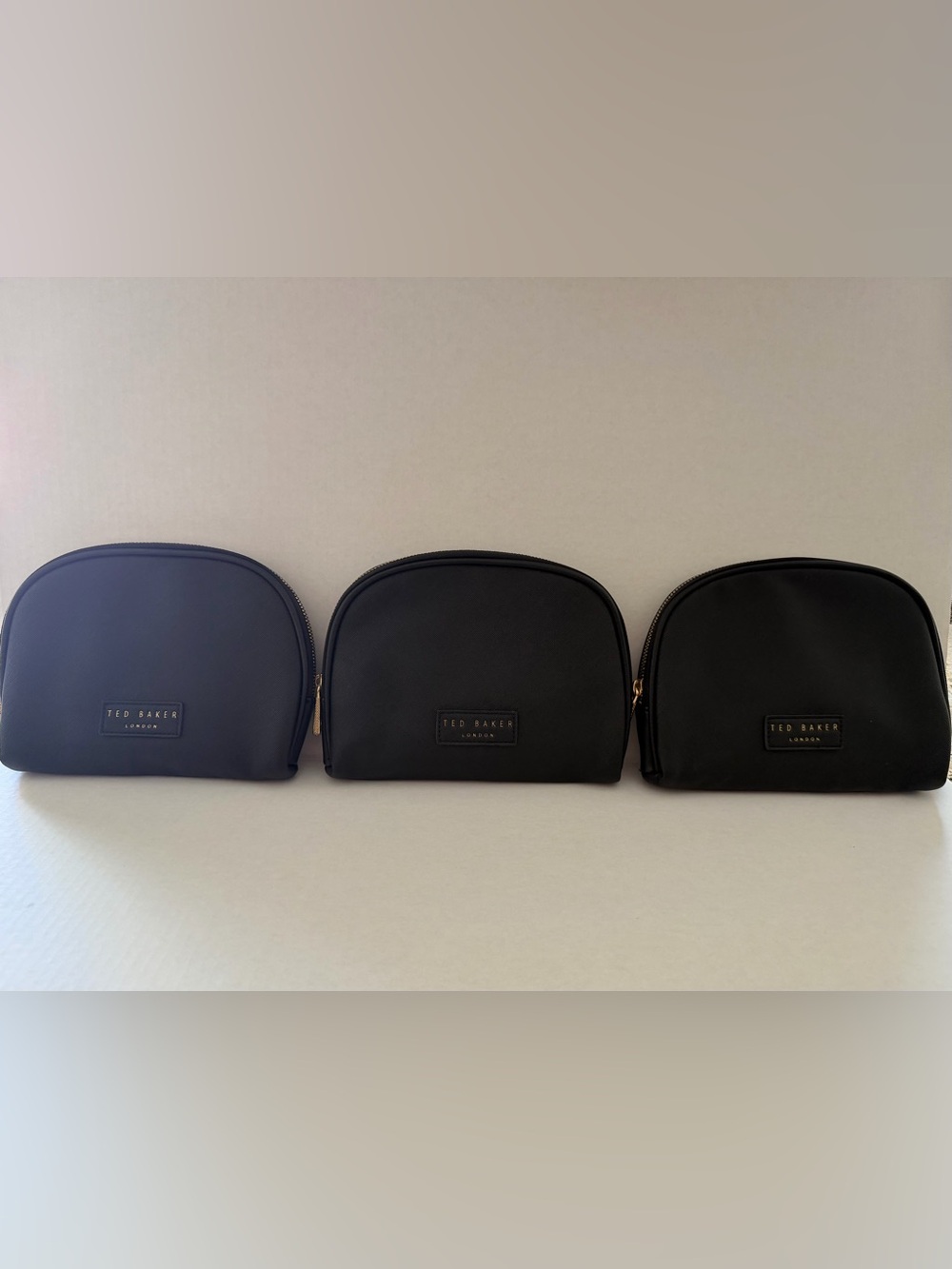3 PIECE MAKEUP COSMETICS JEWELRY BAG TED BAKER SOLID BLACK MEDIUM ALL SAME SIZE